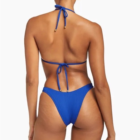 VITAMIN A California High Leg Cheeky Bikini Bottoms Size M/8 S/6 Royal Blue NEW! - Picture 4 of 16